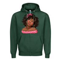Sports Green afro black girlchild kiss with bow Zipper Hoodie - texasbilliewilder