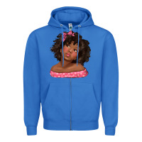 True Royal afro black girlchild kiss with bow Zipper Hoodie - texasbilliewilder