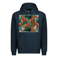 Navy turquoises gemstones cowhide highlands cow Premium Hoodie - BarkalooDesign