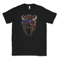 Black bison with american flag glasses Classic Tee - RanaPortraitStore