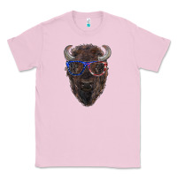 Bubblegum Pink bison with american flag glasses Classic Tee - RanaPortraitStore
