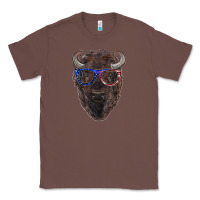 Chestnut bison with american flag glasses Classic Tee - RanaPortraitStore