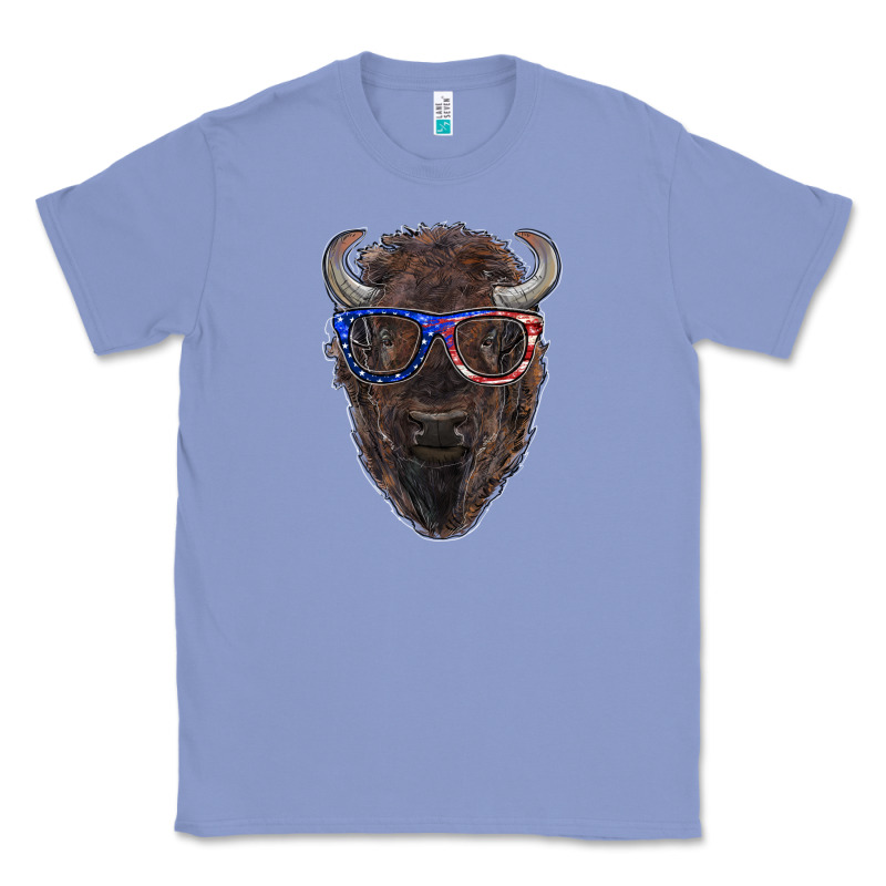 Bison With American Flag Glasses Classic Tee by RanaPortraitStore | Teevron