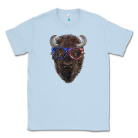 Dusty Blue bison with american flag glasses Classic Tee - RanaPortraitStore