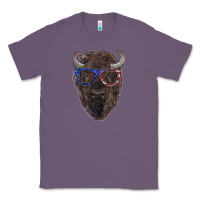 Lavender bison with american flag glasses Classic Tee - RanaPortraitStore