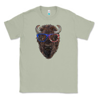 Matcha bison with american flag glasses Classic Tee - RanaPortraitStore