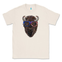 Natural bison with american flag glasses Classic Tee - RanaPortraitStore