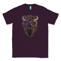 Plum bison with american flag glasses Classic Tee - RanaPortraitStore