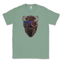 Sage bison with american flag glasses Classic Tee - RanaPortraitStore