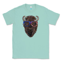 Seafoam bison with american flag glasses Classic Tee - RanaPortraitStore