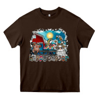 Chocolate Brown Happy Easter Heavy Core Tee - CowhideDigitalArt