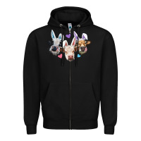 Black Easter Cows With Bunny Ears Zipper Hoodie - RanaPortraitStore