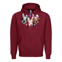 Burgundy Easter Cows With Bunny Ears Zipper Hoodie - RanaPortraitStore