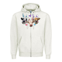 Oatmeal Heather Easter Cows With Bunny Ears Zipper Hoodie - RanaPortraitStore
