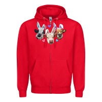 Red Easter Cows With Bunny Ears Zipper Hoodie - RanaPortraitStore
