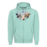 Seafoam Easter Cows With Bunny Ears Zipper Hoodie - RanaPortraitStore
