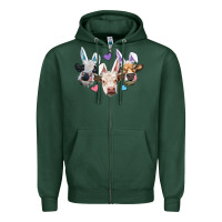 Sports Green Easter Cows With Bunny Ears Zipper Hoodie - RanaPortraitStore