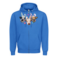 True Royal Easter Cows With Bunny Ears Zipper Hoodie - RanaPortraitStore