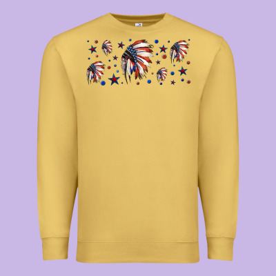 Patriotic Native American Headdress 16oz Libbey Cup Premium Sweatshirt Designed By Hra Design Shop
