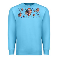 Ocean Blue patriotic native American headdress 16oz libbey cup Premium Sweatshirt - HRA Design Shop