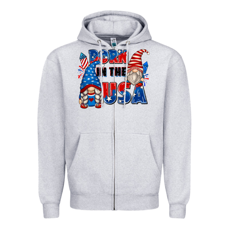 Born In The Usa Zipper Hoodie by Zillion Design Studio | Teevron