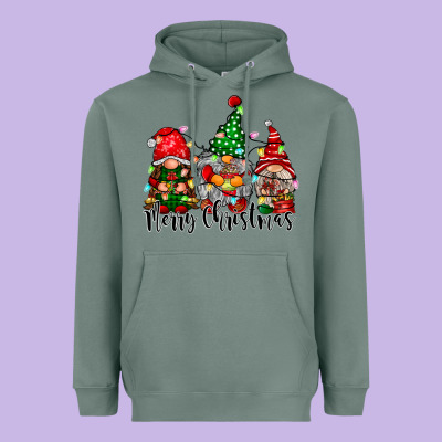 Merry Christmas Gnomes Heavyweight Hoodie Designed By Cowhidedigitalart
