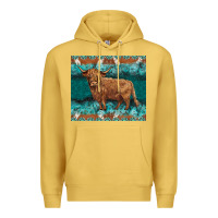 Antique Gold turquoises gemstones cowhide highland cow Premium Hoodie - BarkalooDesign