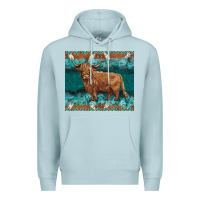 Blue Mist turquoises gemstones cowhide highland cow Premium Hoodie - BarkalooDesign