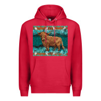 Cardinal turquoises gemstones cowhide highland cow Premium Hoodie - BarkalooDesign