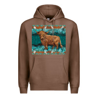 Chestnut turquoises gemstones cowhide highland cow Premium Hoodie - BarkalooDesign