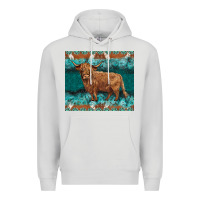 Dove Grey turquoises gemstones cowhide highland cow Premium Hoodie - BarkalooDesign
