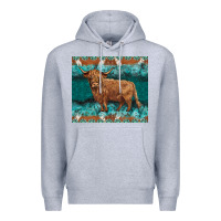 Heather Grey turquoises gemstones cowhide highland cow Premium Hoodie - BarkalooDesign