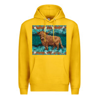 Lemon turquoises gemstones cowhide highland cow Premium Hoodie - BarkalooDesign