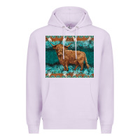 Lilac turquoises gemstones cowhide highland cow Premium Hoodie - BarkalooDesign