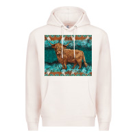 Pale Pink turquoises gemstones cowhide highland cow Premium Hoodie - BarkalooDesign