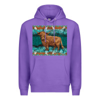 Purple turquoises gemstones cowhide highland cow Premium Hoodie - BarkalooDesign