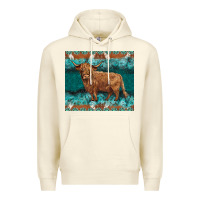 Sandshell turquoises gemstones cowhide highland cow Premium Hoodie - BarkalooDesign