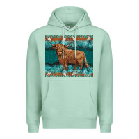 Seafoam turquoises gemstones cowhide highland cow Premium Hoodie - BarkalooDesign