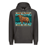 Smoke turquoises gemstones cowhide highland cow Premium Hoodie - BarkalooDesign