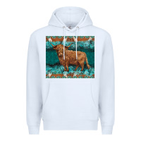 White turquoises gemstones cowhide highland cow Premium Hoodie - BarkalooDesign