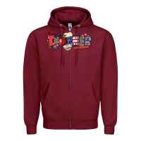 Burgundy American teacher Zipper Hoodie - Zillion Design Studio