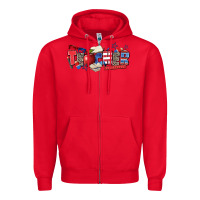 Red American teacher Zipper Hoodie - Zillion Design Studio