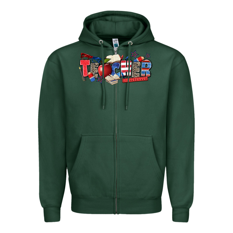 American Teacher Zipper Hoodie by Zillion Design Studio | Teevron