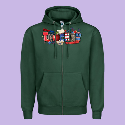 American Teacher Zipper Hoodie Designed By Zillion Design Studio