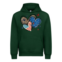 Forest Green american flag leopard hearts Urban Hoodie - MaliasSmallBusiness