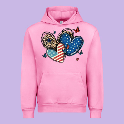 American Flag Leopard Hearts Urban Hoodie Designed By Maliassmallbusiness