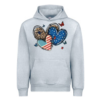 Heather Grey american flag leopard hearts Urban Hoodie - MaliasSmallBusiness