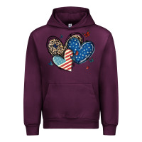 Mauve Wine american flag leopard hearts Urban Hoodie - MaliasSmallBusiness