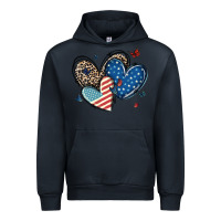 Navy american flag leopard hearts Urban Hoodie - MaliasSmallBusiness
