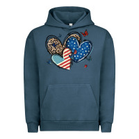 Pigment Midnight Navy american flag leopard hearts Urban Hoodie - MaliasSmallBusiness